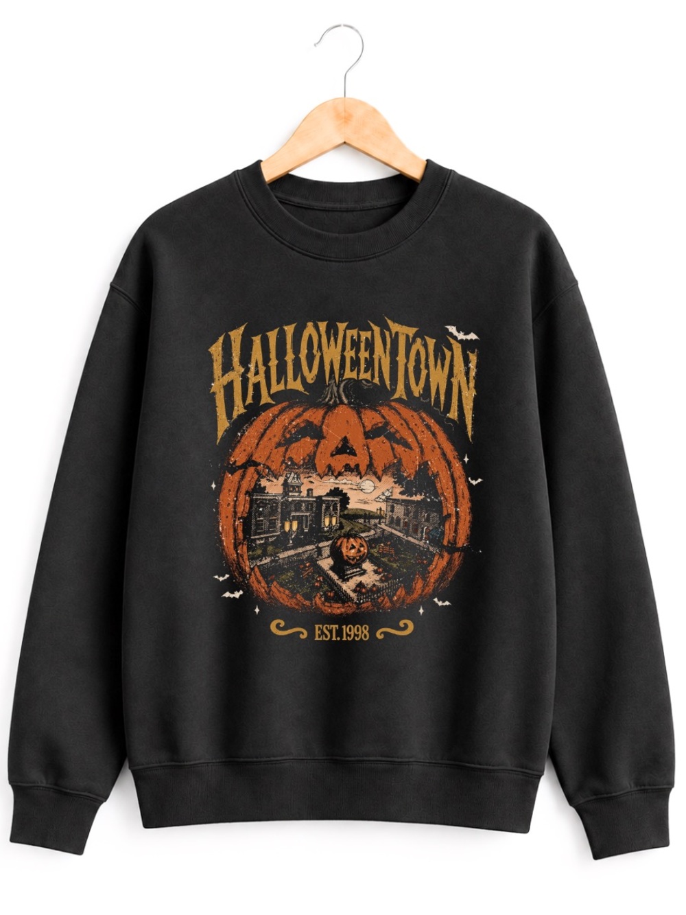 Halloween Town Graphic Sweatshirt - Black